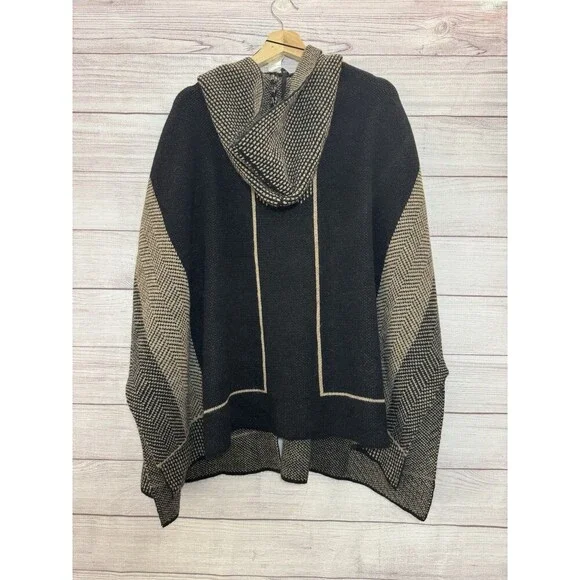 Cocogio SweaterCardigan Open Hoodie Women Black Wool Blend Made In Italy Wool
